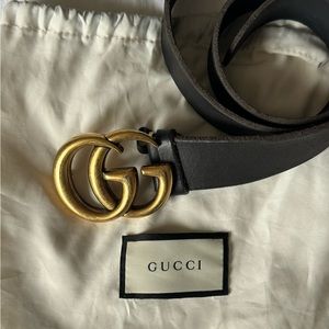Authentic Gucci Marmont Double GG Black Leather Belt 75•30